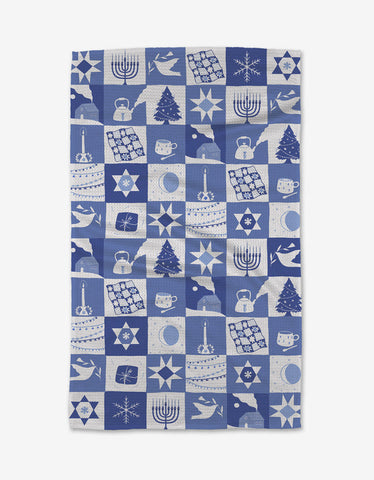 Geometry Tea Towel- Blue Holiday Treats