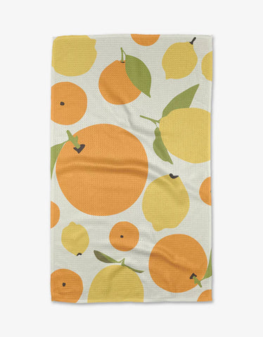 Geometry Sunny Lemons and Oranges Tea Towel