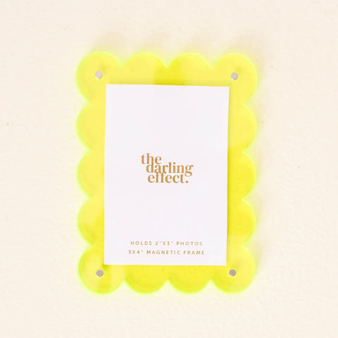 Mini Acrylic Frame Magnet in Neon Yellow