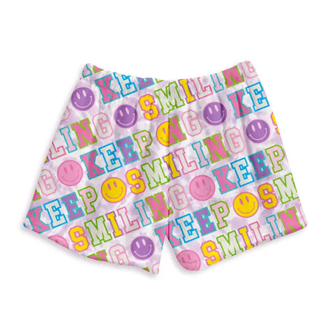 Varsity Print Fuzzy Lounge Shorts