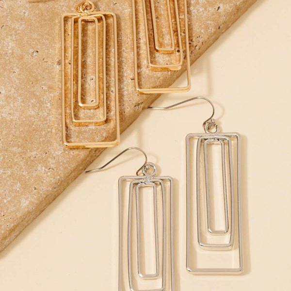 Layered Rectangle Dangle Earrings: RH
