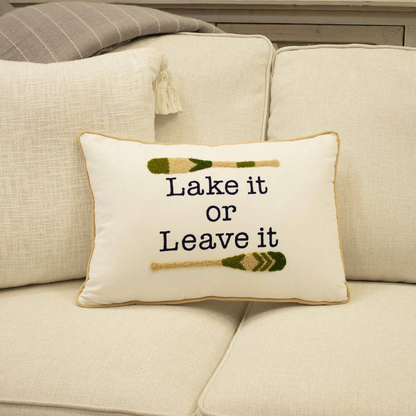 Lake It Or Leave It Pillow   Soft White/Multi   13x20
