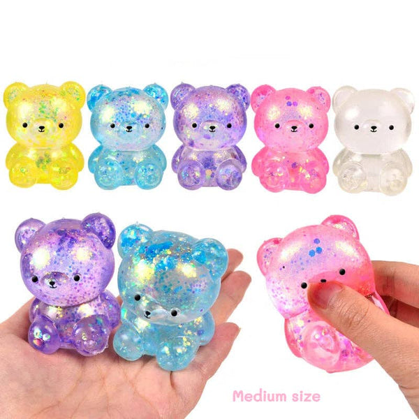 Cartoon Sequin Bear Squishy Toy