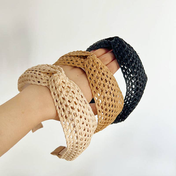 Woven Straw Twist Knot Headband: Assorted