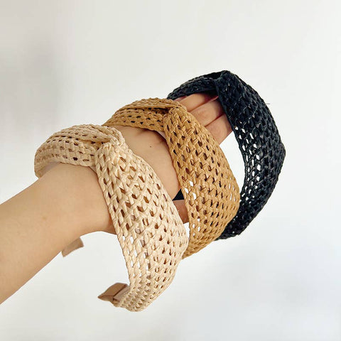 Woven Straw Twist Knot Headband: Assorted