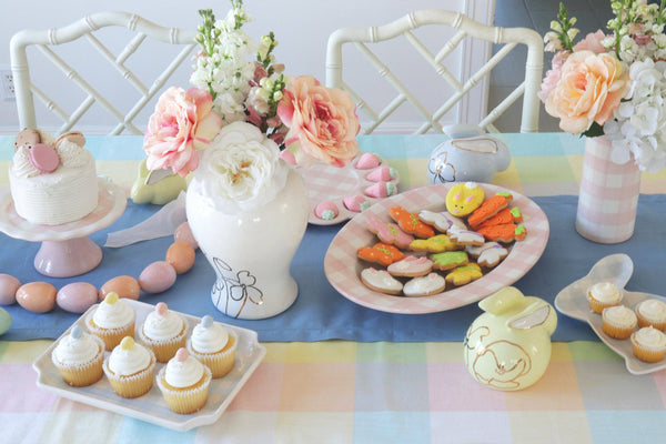 Gingham Column Vase: Sea Glass