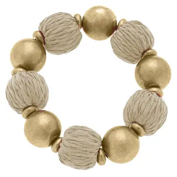 Rafia and Gold Ball Bracelet