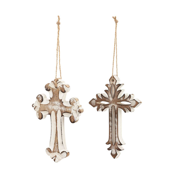 Wood Cross Ornaments - 2 Assorted