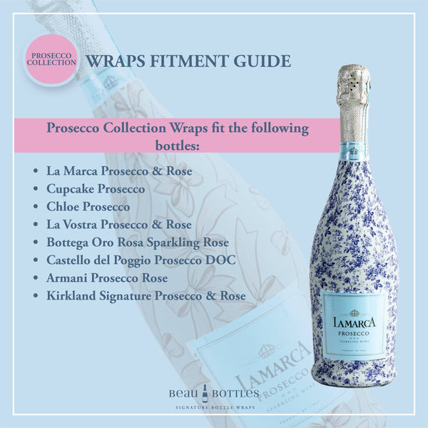 Beau Bottles Grandmillenial Blue Floral - Prosecco Collection