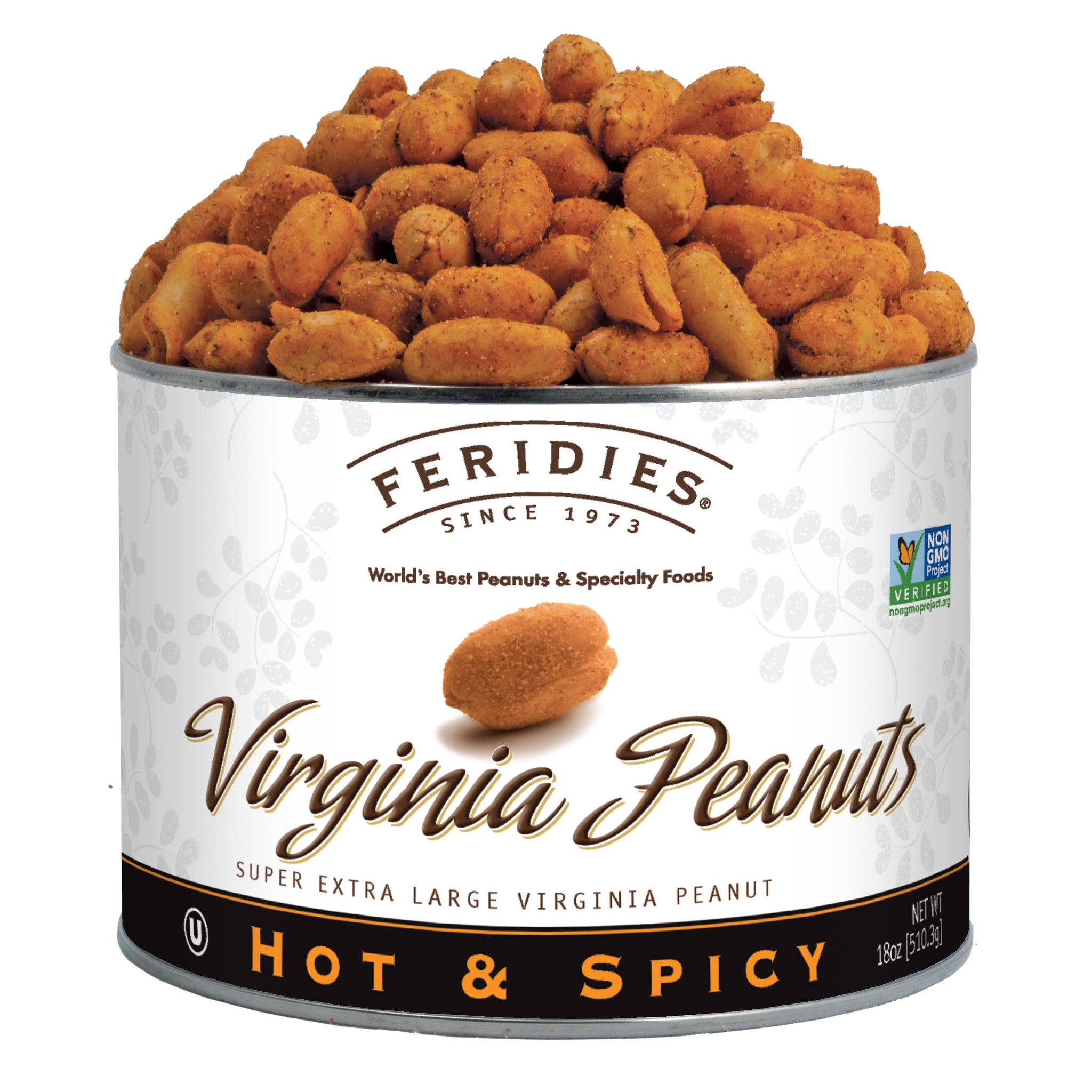 18oz Tin Hot & Spicy Super Extra Large Virginia Peanuts