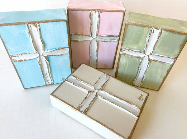 Pearl Cross  Pink / 4x6 wood block