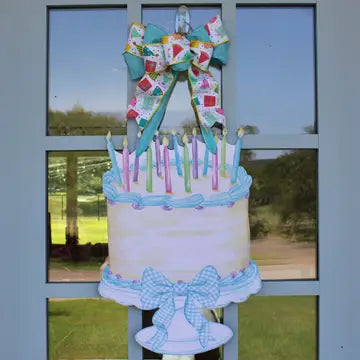 Watercolor Birthday Cake Door Hanger