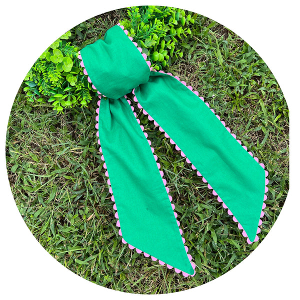 Custom Linen Sashes with Trim : Red with White trim 54"