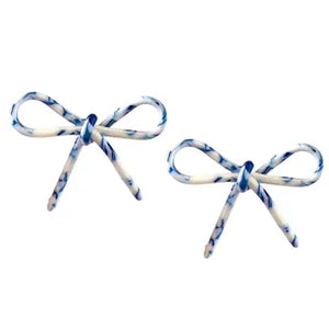 Blue Marble Bow Earrings