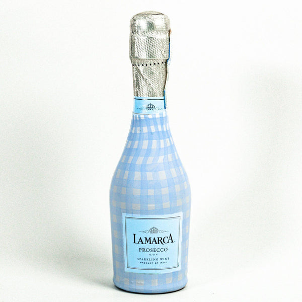 Beau Bottles Powder Blue Picnic Gingham - MINI Prosecco Collection - Set of 6 (Wraps Only)