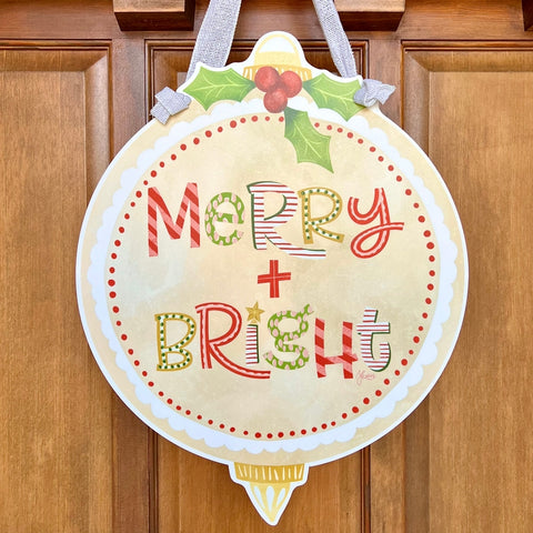 Merry + Bright Ornament Door Hanger