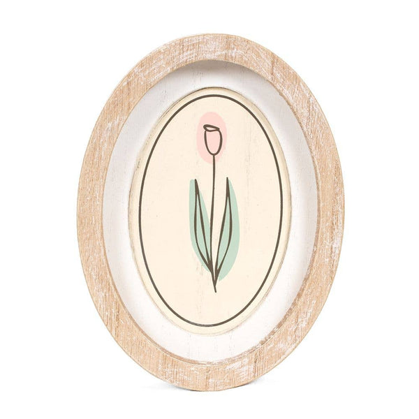 35012 - 6x8 oval wood frame sign TULIP Easter Spring decor