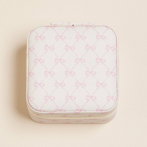 Bow Monogram Print Jewelry Box -Travel Size: Ivory