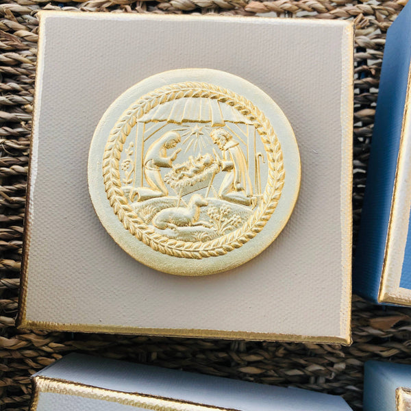 Nativity Intaglio Canvas | Plaster Intaglio Art | Christian: Sage