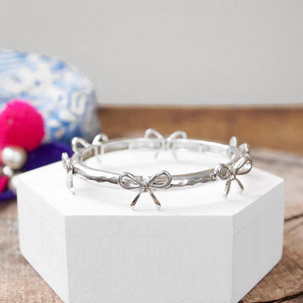 Bow Bangle Bracelet - Gold Silver Tone: Gold Tone