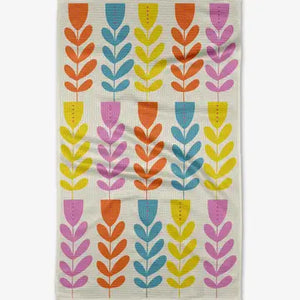 Folk Art Tulips Tea Towel - Geometry