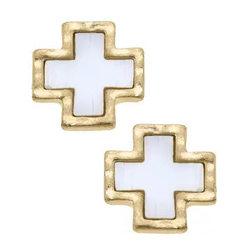 Mother of Pearl Cross Studs