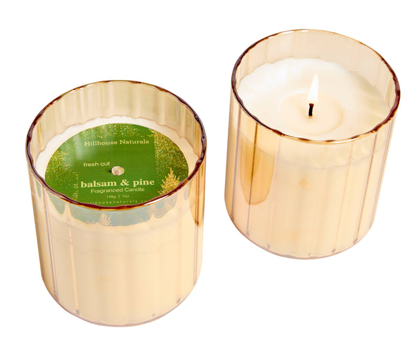 Fresh Cut Balsam & Pine Candle In Sm. Gold Glass 7oz. Ctn.6