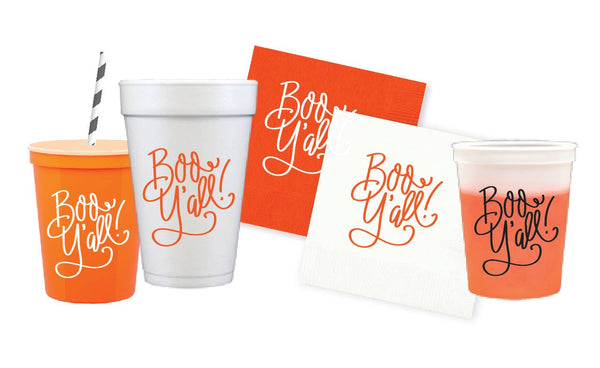 Boo Y'all!  NAPKINS | ORANGE w. WHITE (25 per package)