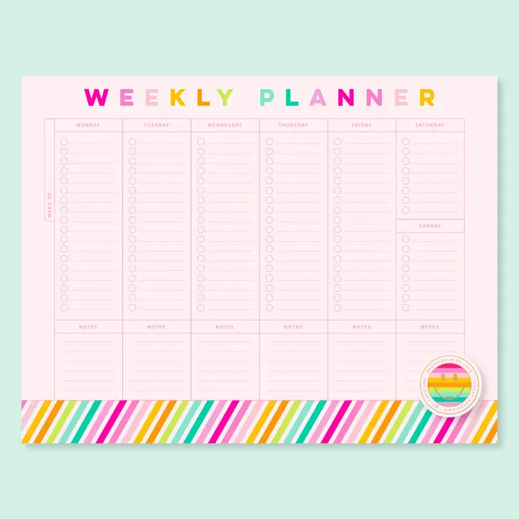 Rainbow Stripes Weekly Planner Notepad
