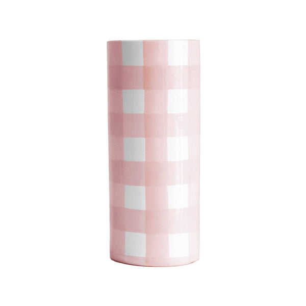 Gingham Column Vase: Sea Glass