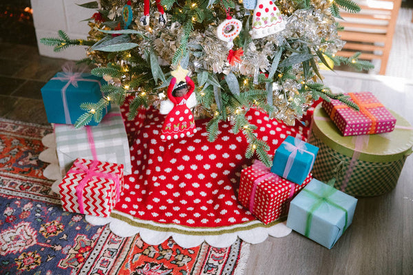 Dot Tree Skirt: Red - Felted Wool
