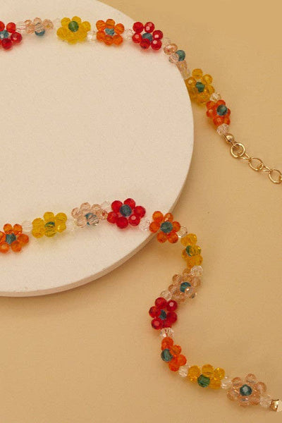 BEADED CHOKER FLOWER NECKLACE Multi