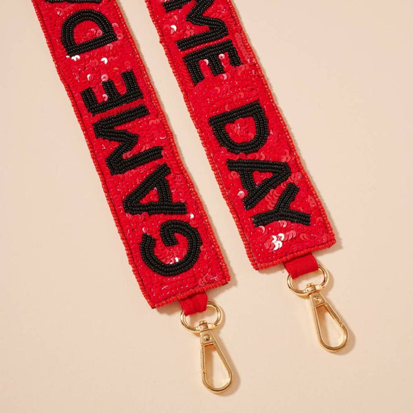 Game Day Seed Beaded Bag Strap: Orange/Navy