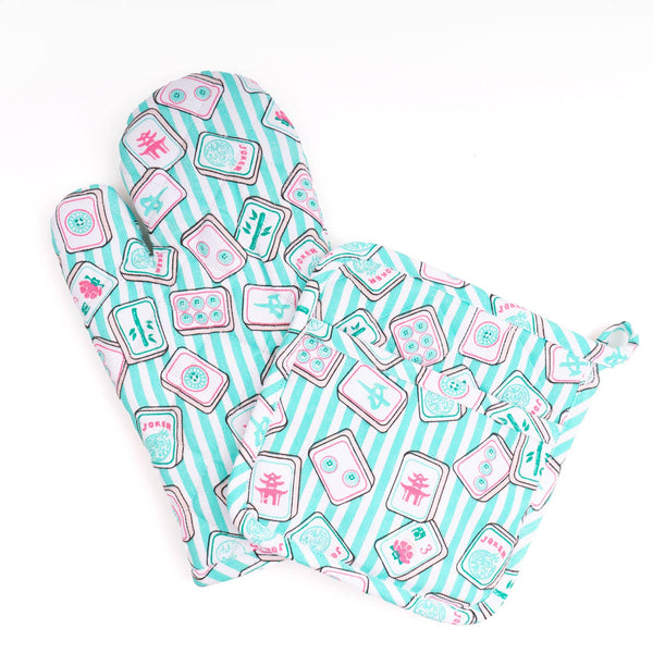 Mahjong Stripe Oven Mitt Set