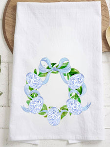 Chinoiserie Easter Egg Wreath Tea Towel