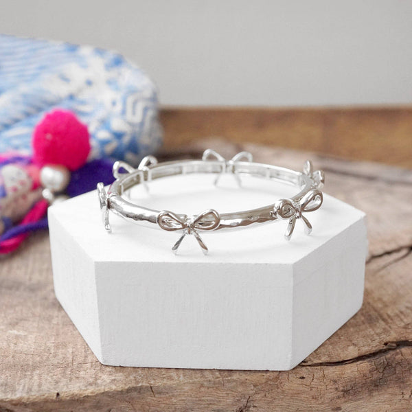 Bow Bangle Bracelet - Gold Silver Tone: Gold Tone