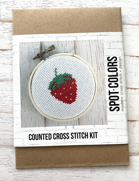 Strawberry Counted Cross Stitch Kit KID FRIENDLY