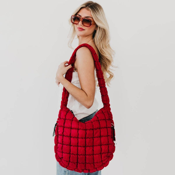 Carmen Quilted Hobo Tote Bag: Emerald