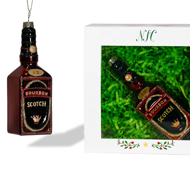 Bourbon/Scotch Bottle Glass Ornament