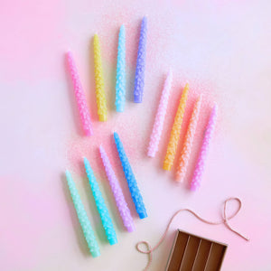 Glitterville Rainbow Tree Taper Candle, 3 Asst, Boxed St/4,