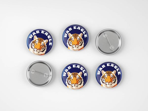 Auburn War Eagle Tiger Face Button
