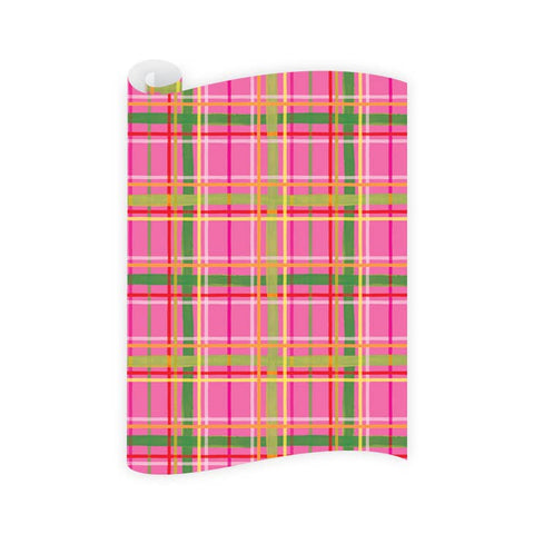 Toast of the West Coast Pink Plaid Gift Wrap Roll