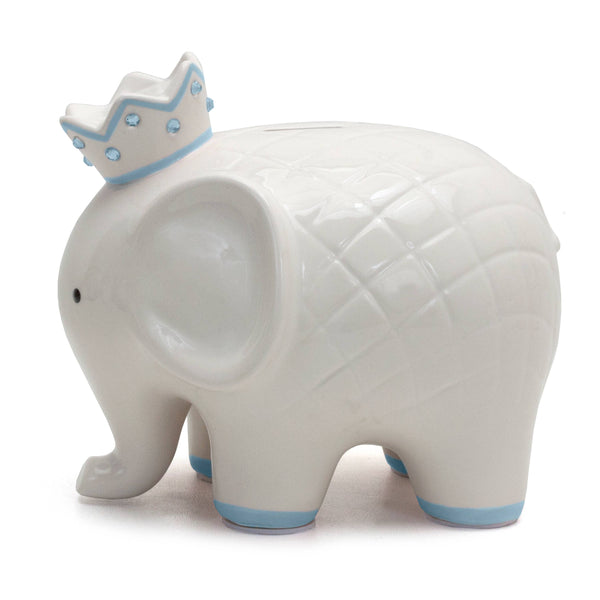 White With Blue Coco Elephant Bank