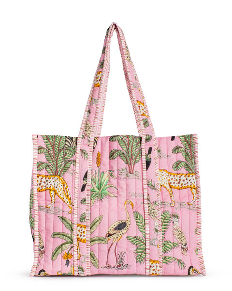 Liana Quilted Tote   Pink/Multi   18x16x7