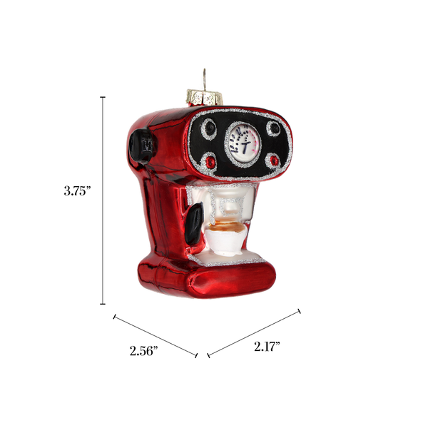 Glass Christmas Ornament Espresso Machine Funny