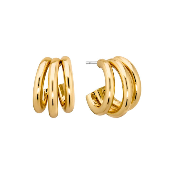 Gold Triple Hoops