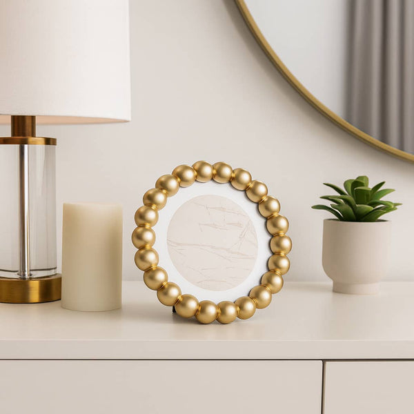 Photo Frame - Gold Glass Elegant Matted Beaded, 6x6 in.