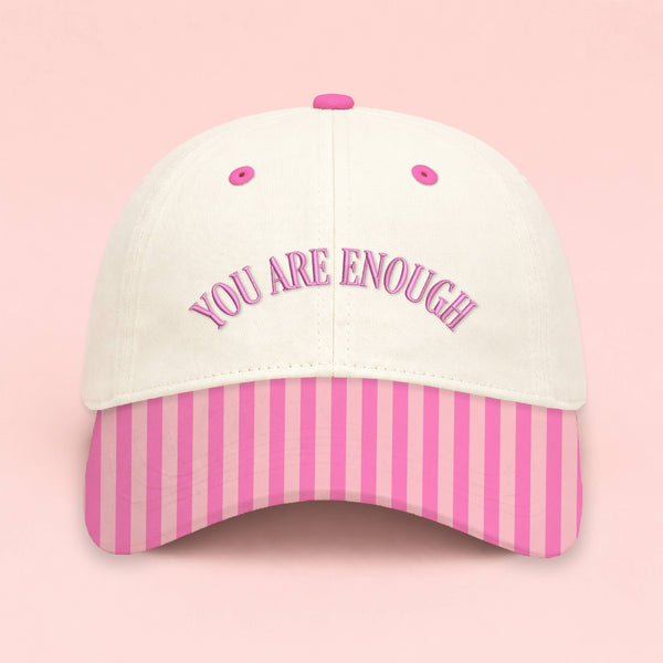Custom Homewood Embroidered Hat | Pink Stripes: Bold Outline / Rainbow