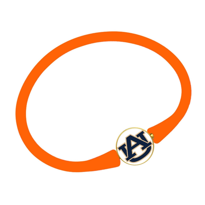 Auburn Enamel Disc Silicone Bali Bracelet-Orange