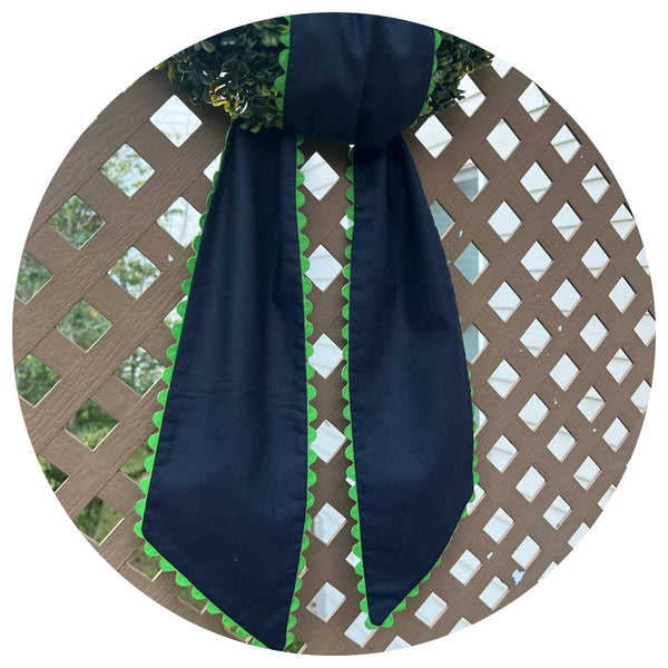 Custom Linen Sashes with Trim : Red with White trim 54"